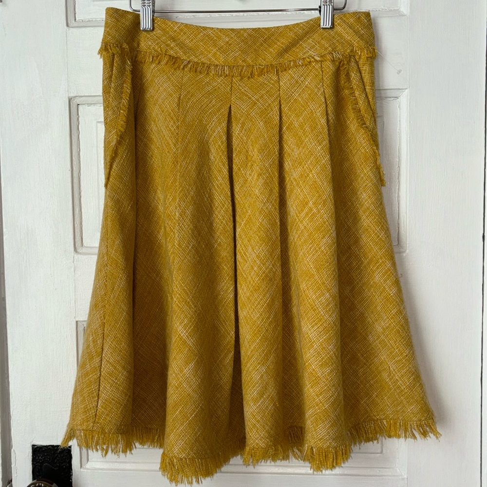 ANTHROPOLOGIE MAEVE TWEED SKIRT WITH FRINGE HEM